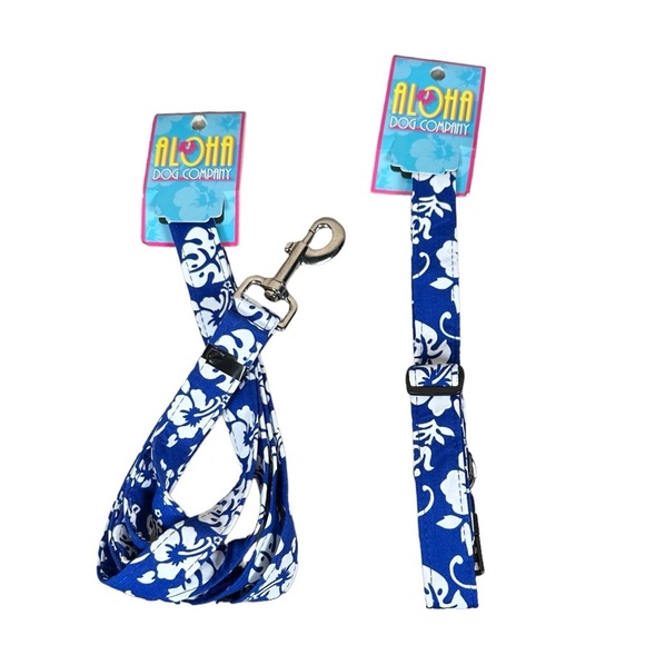 ALOHA DOG COMPANY Kailua Hawaiian Print Dog Leash + Collar - Picture 1 of 4